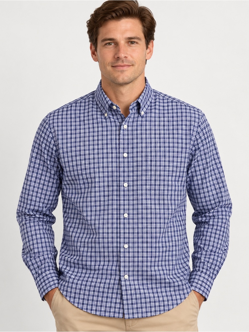 Lauren Ralph Lauren Men’s 16 32/33 Blue Check Stretch Button Down Shirt